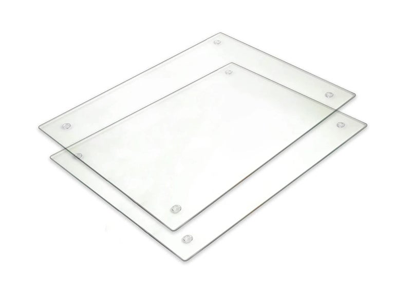 Light In The Dark Tempered Glass Cutting Board - Long Lasting Clear Glass - Scratch Resistant, Heat Resistant, Shatter Resistant, Dishwasher Safe. (2 Large 12x16") - Image 1